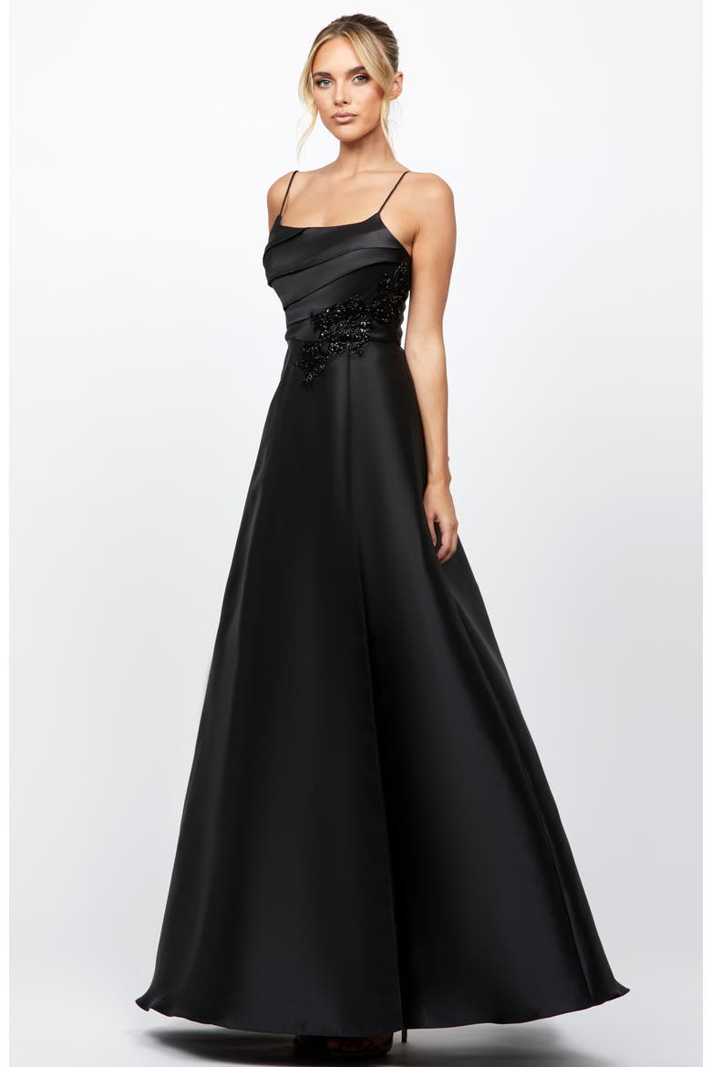 Florence A-Line Gown, Alternate, color, BLACK