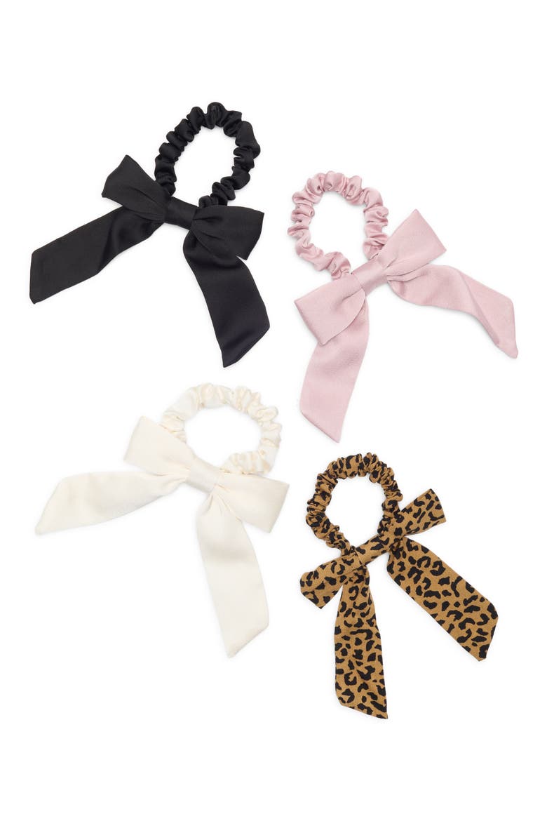 Kids' 4-Pack Bow Hair Ties, Main, color, BROWN COMBO