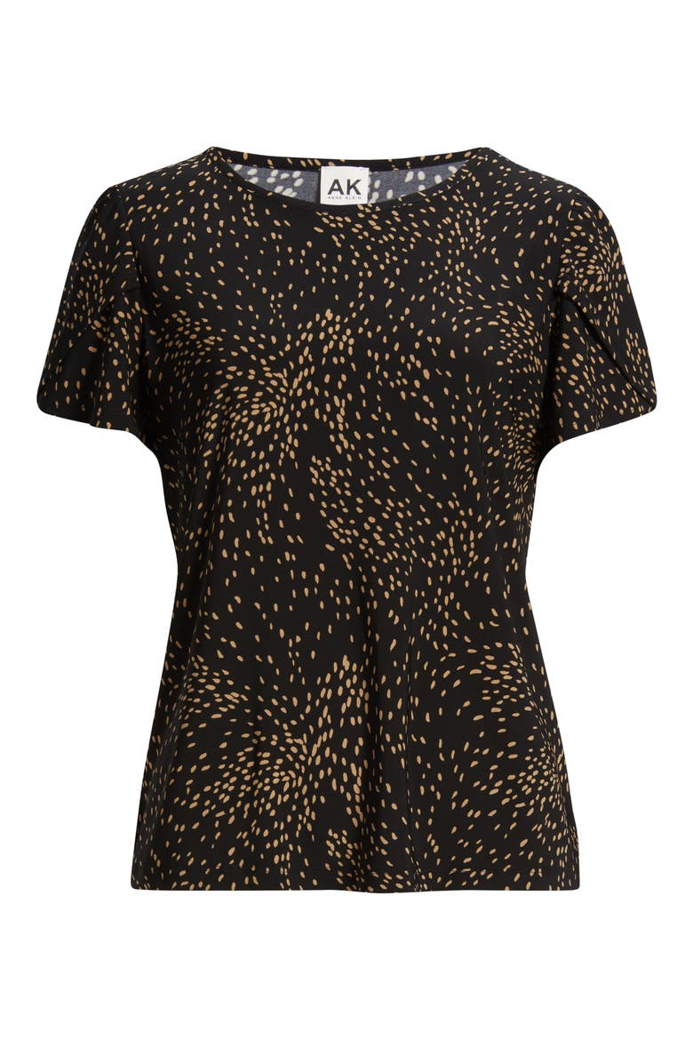 Dot Tulip Sleeve Top, Alternate, color, ANNE BLACK/ VICUNA