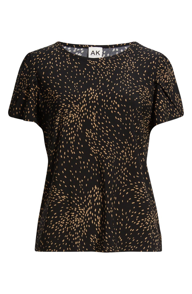 AK ANNE KLEIN Dot Tulip Sleeve Top, Alternate, color, Anne Black/ Vicuna