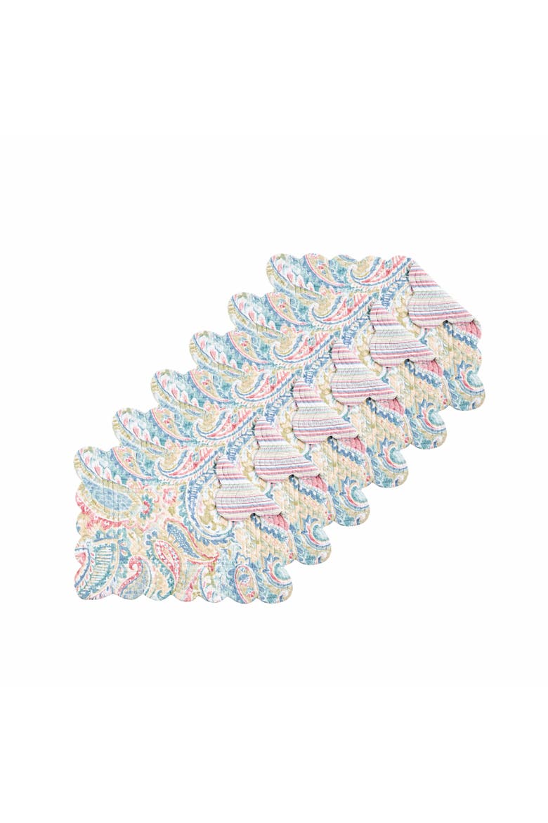 Maisie Cotton Quilted Reversible Placemats Set of 6, 13" x 19", Main, color, Yellow