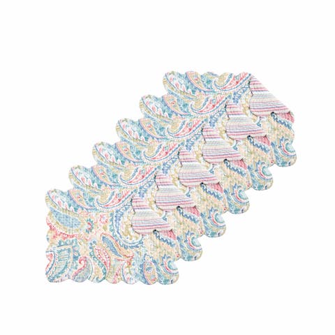 Maisie Cotton Quilted Reversible Placemats Set of 6, 13" x 19"