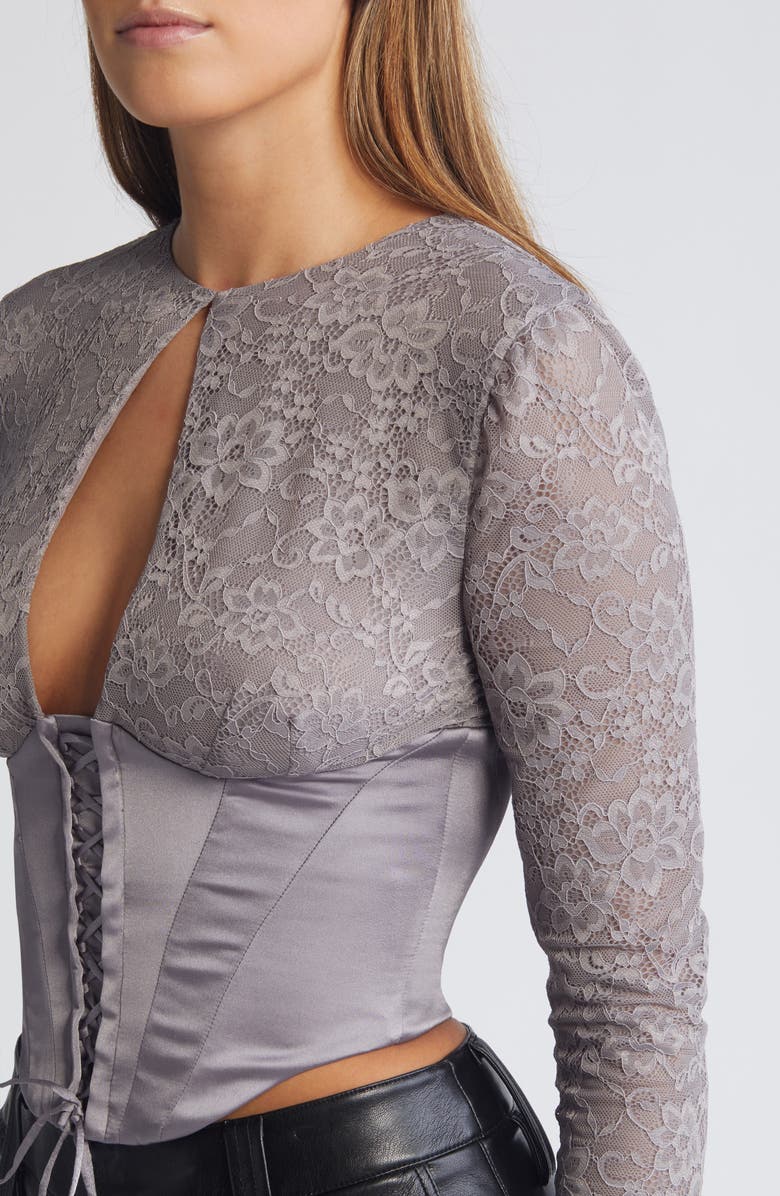 Mistress Rocks Lace Corset Top, Alternate, color, Slate Purple