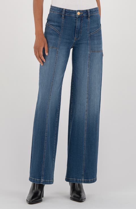 Jean Seamed Mid Rise Wide Leg Jeans (Align) (Regular & Petite)