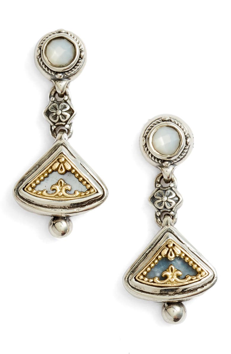 Konstantino Etched Sterling Silver & Gold Drop Earrings, Main, color,