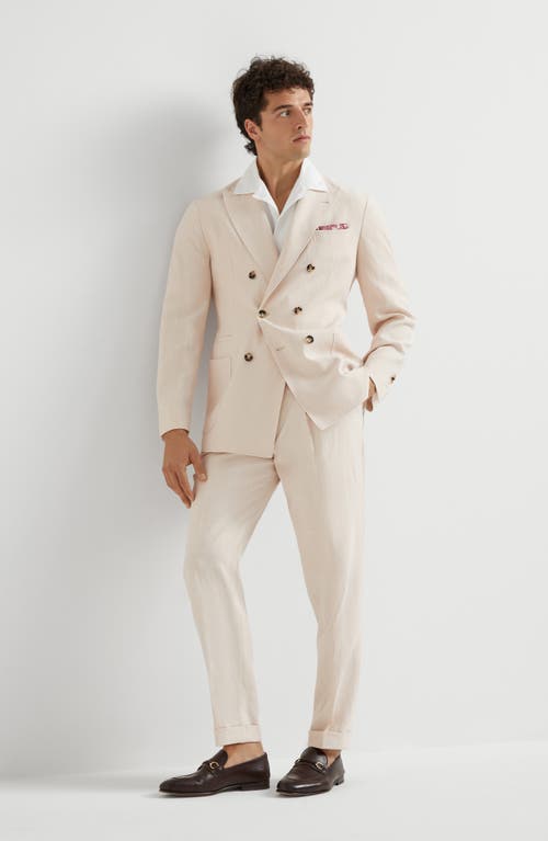 Brunello Cucinelli Linen Trousers In Light Pink