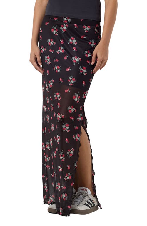 Noisy may Lesley Print Maxi Skirt in Blackaoplille Rose 