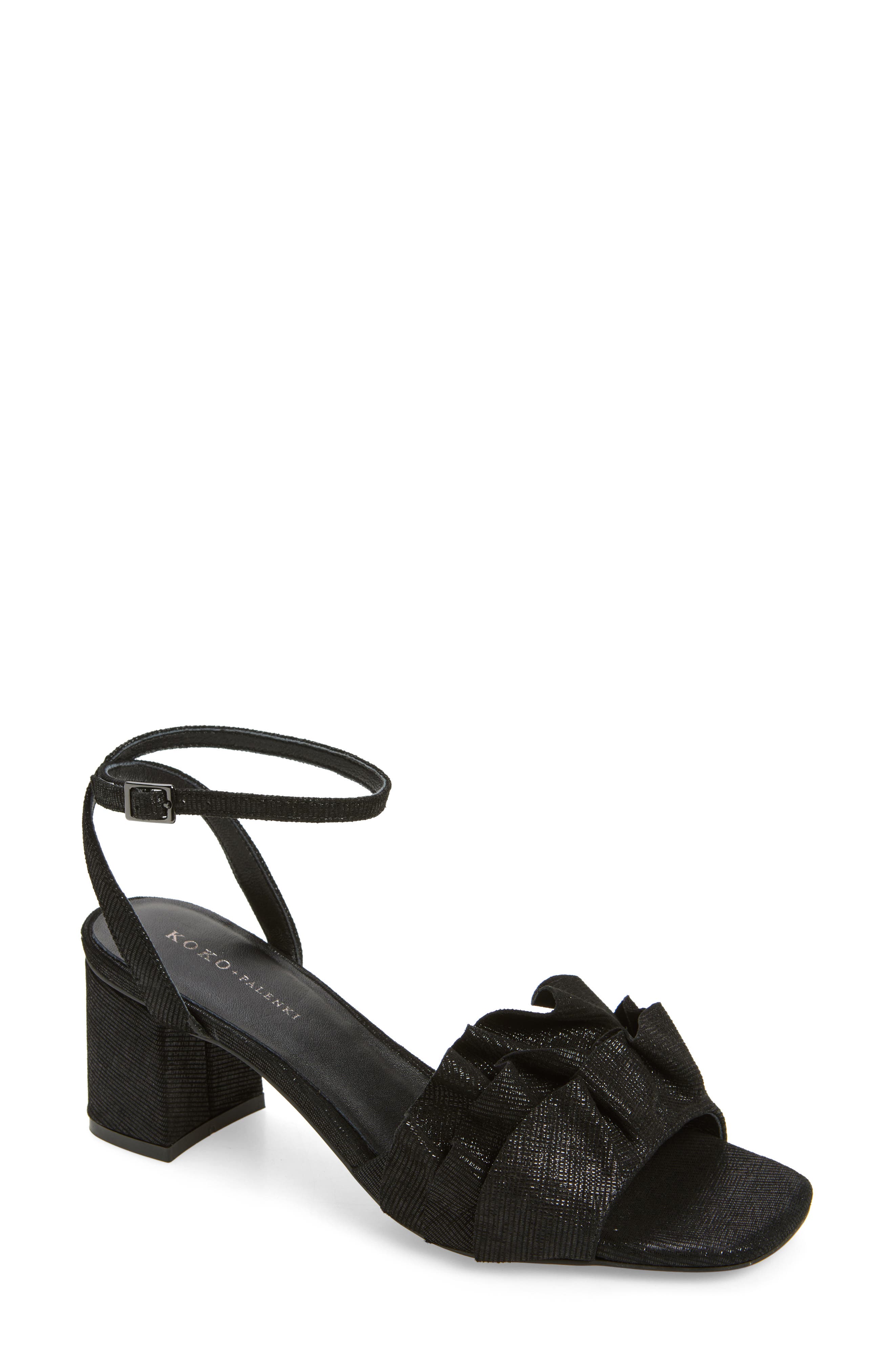 KOKO + PALENKI Serenity Square Toe Sandal, Main, color, Black Metallic Leather