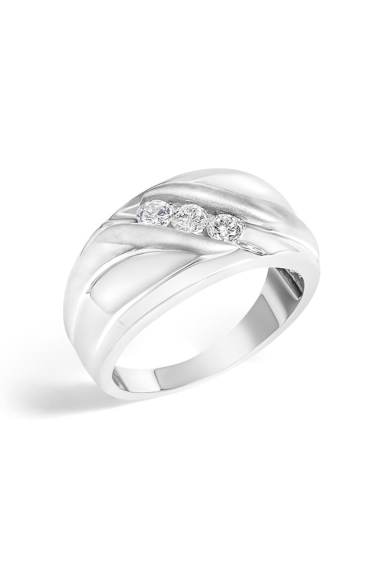 Men's Silver 1/2 Cttw Diamond Channel Set 3-Stone Band Ring, Alternate, color, White