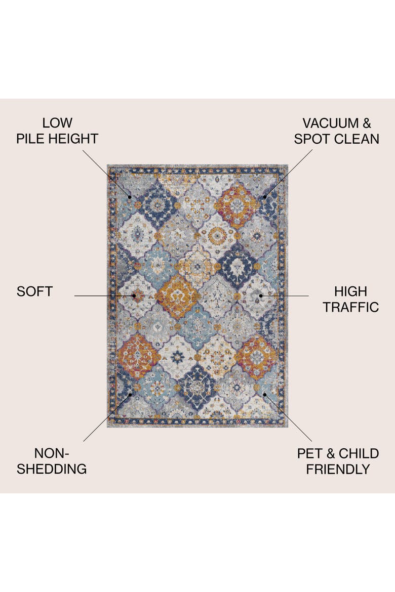 Kirman Bohemian Medallion Area Rug, Alternate, color, Light Gray/Blue/Orange