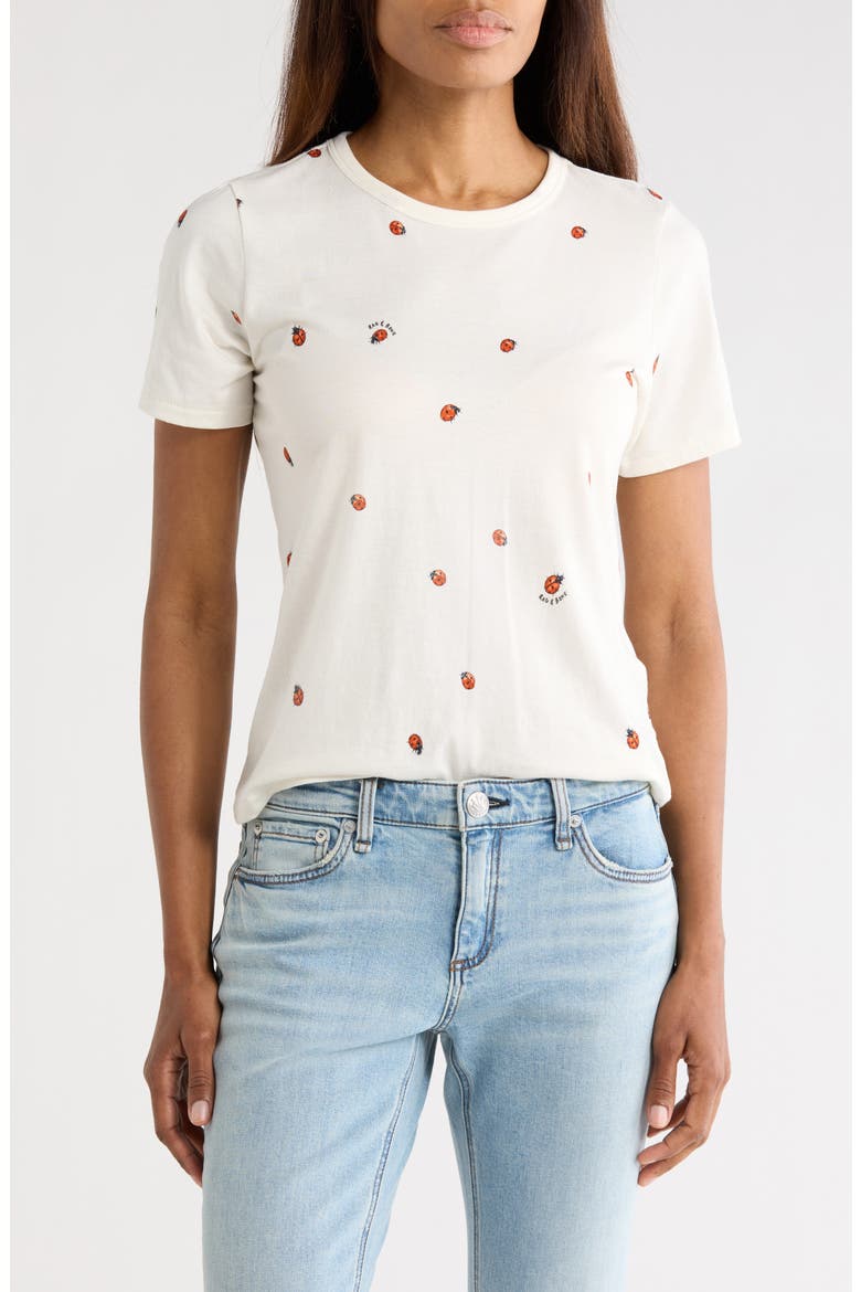 Ladybug Cotton Blend T-Shirt, Main, color, WHITE MULTI