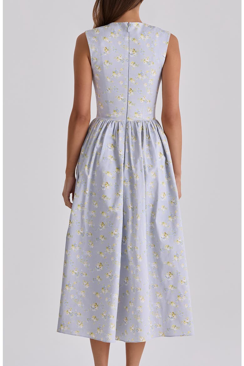 Emmy Floral Print Cotton Midi Sundress, Alternate, color, BLUE WILDFLOWER