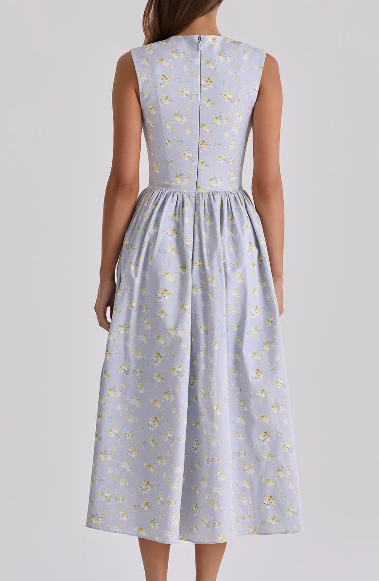 HOUSE OF CB Emmy Floral Print Cotton Midi Sundress, Alternate, color, Blue Wildflower