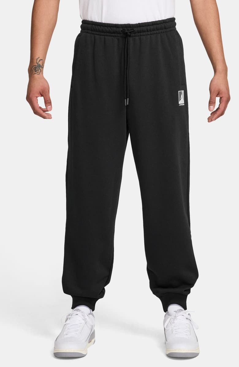 Jordan Graphic Print Brooklyn Fleece Sweatpants, Main, color, Black/ White