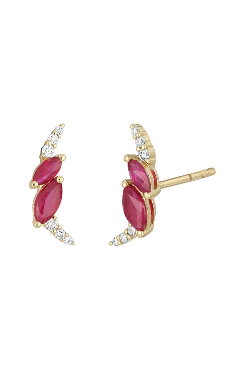 Bony Levy El Mar Ruby & Diamond Stud Earrings, Main, color, 18K Yellow Gold