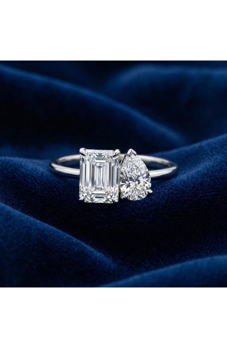 Bliss Diamond 3.50Ct Moi Et Toi Diamond Ring Pear & Emerald Shape 14k Gold Lab Grown, Alternate, color, 14K White Gold