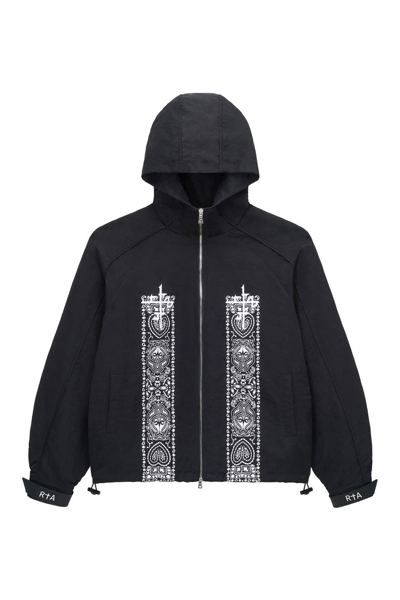 Zayden Paisley Print Hooded Jacket, Main, color, BLACK PAISLEY
