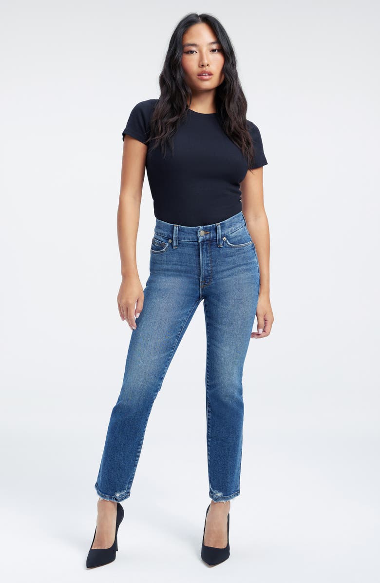 Good American Good Petite Straight Leg Jeans, Alternate, color, 