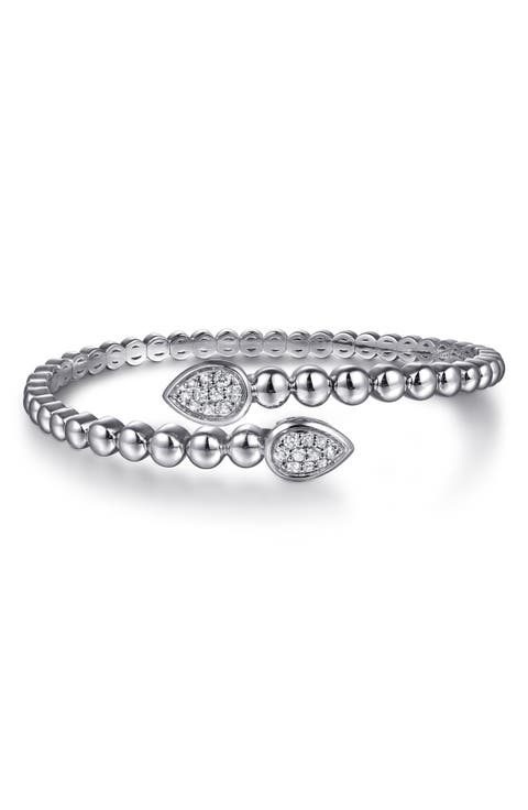 Bujukan Sterling Silver White Sapphire Bypass Cuff Bracelet