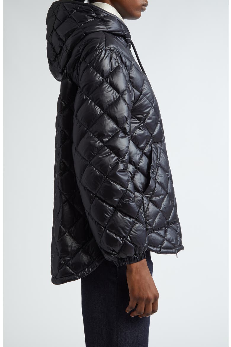 Quilted Hooded Down Jacket, Alternate, color, BLACK