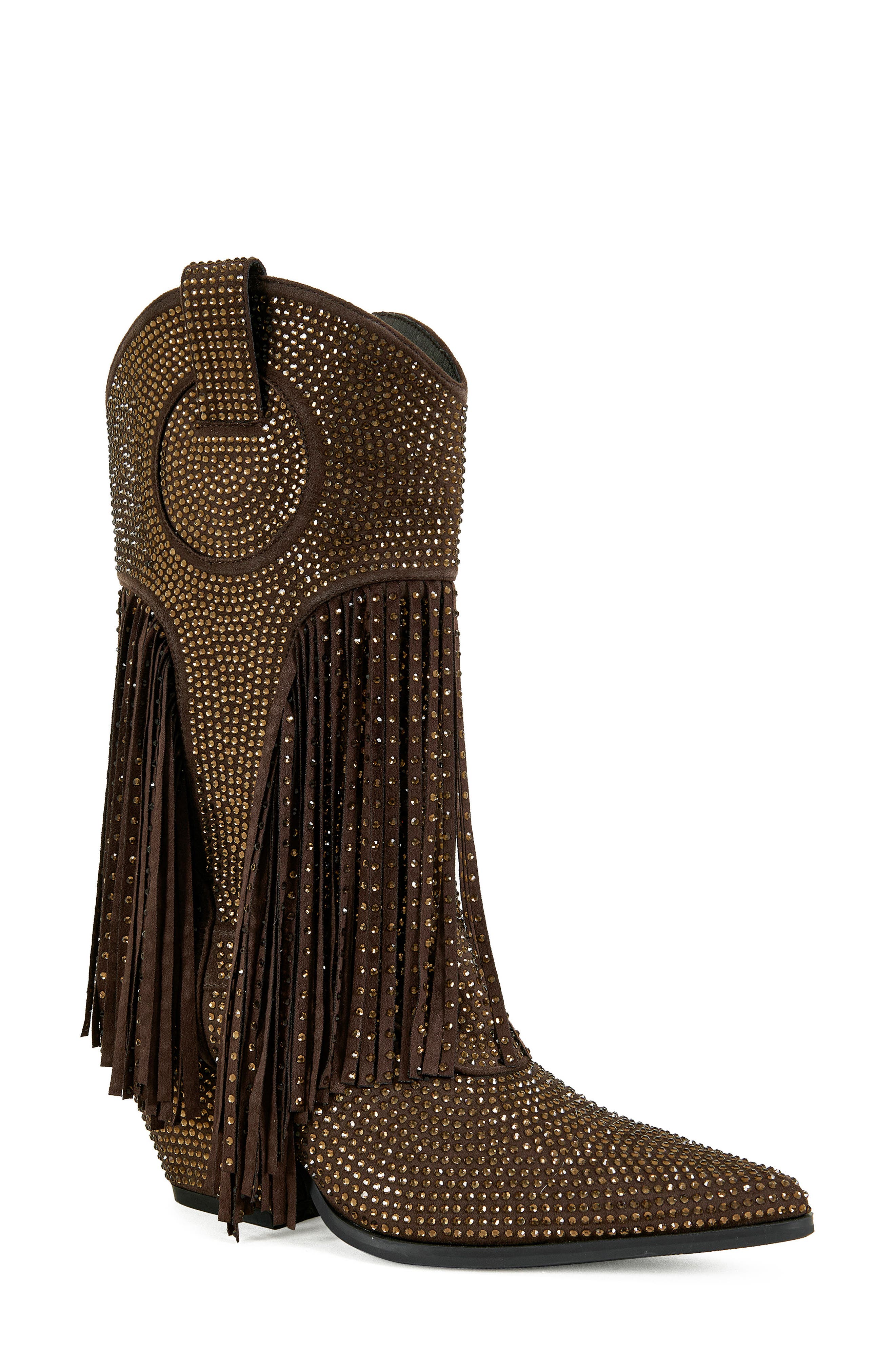 AZALEA WANG Greia Pointed Toe Western Boot, Main, color, Brown