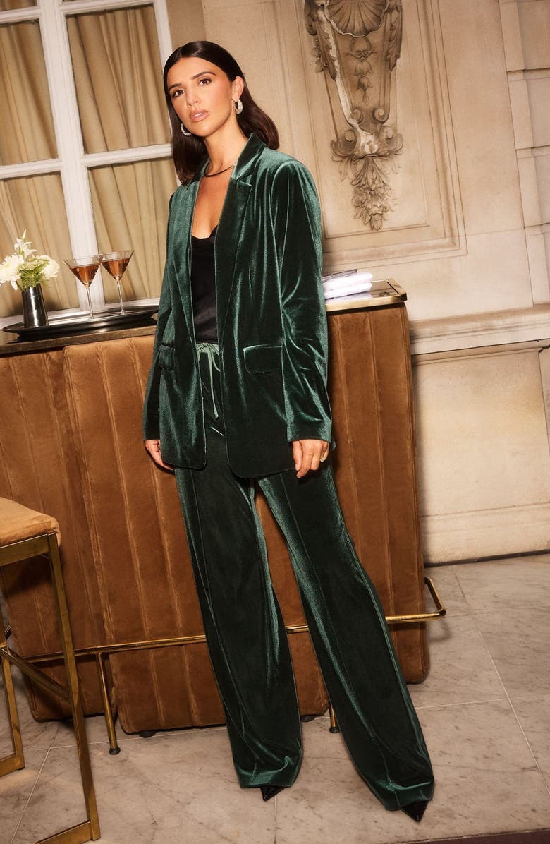 Friends Like These Shimmer Velvet Blazer, Alternate, color, Green