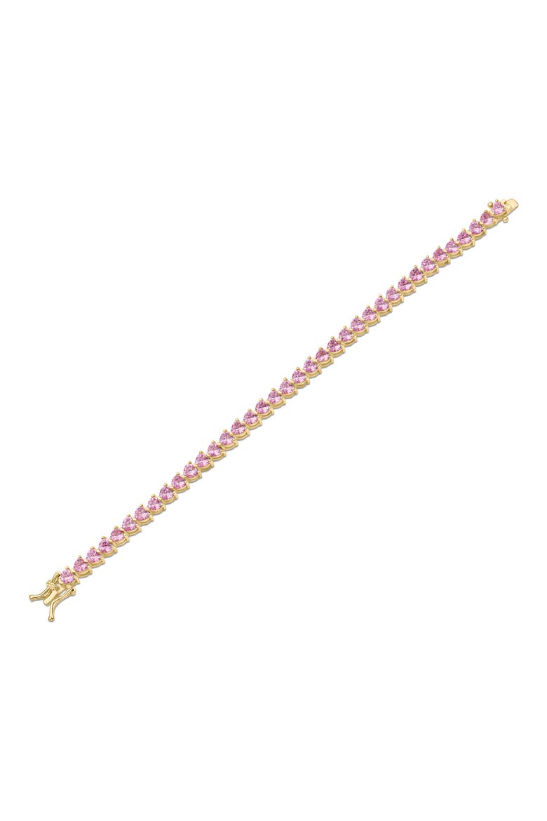 Heart Cut Cubic Zirconia Tennis Bracelet, Main, color, PINK/GOLD