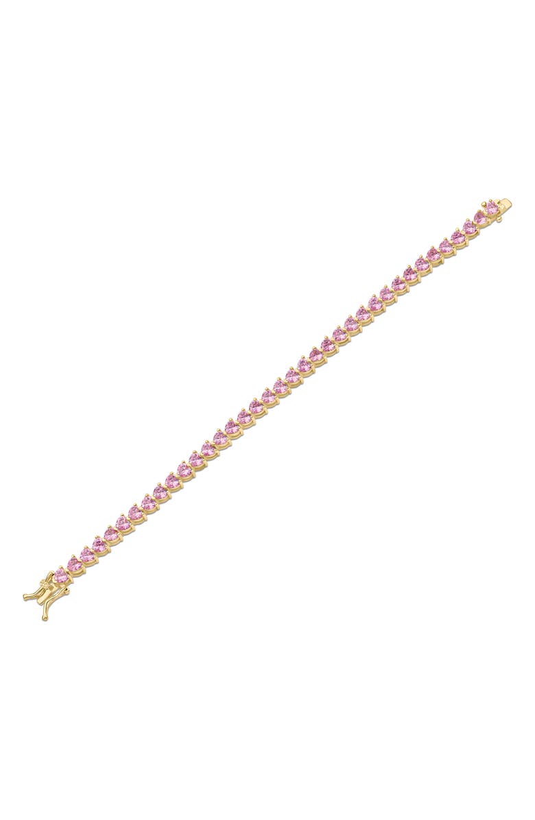 CZ by Kenneth Jay Lane Heart Cut Cubic Zirconia Tennis Bracelet, Main, color, Pink/Gold