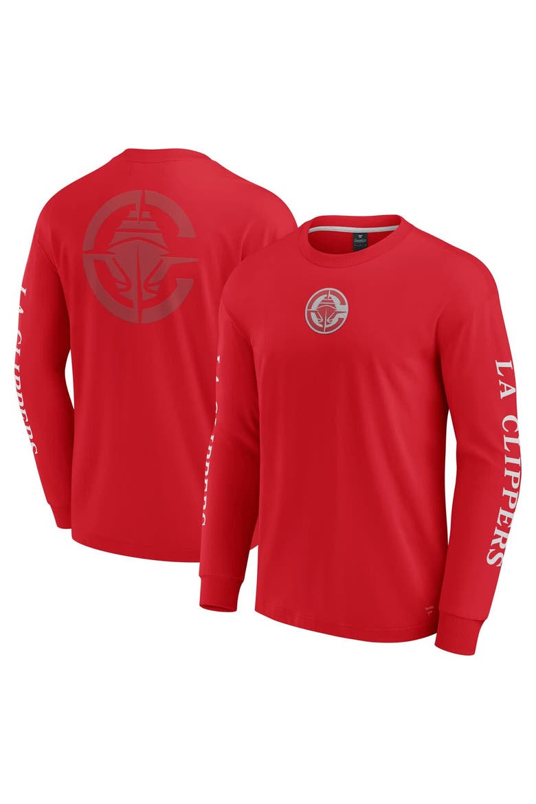 Men's Fanatics Red LA Clippers Elements Strive Long Sleeve T-Shirt, Alternate, color, Red