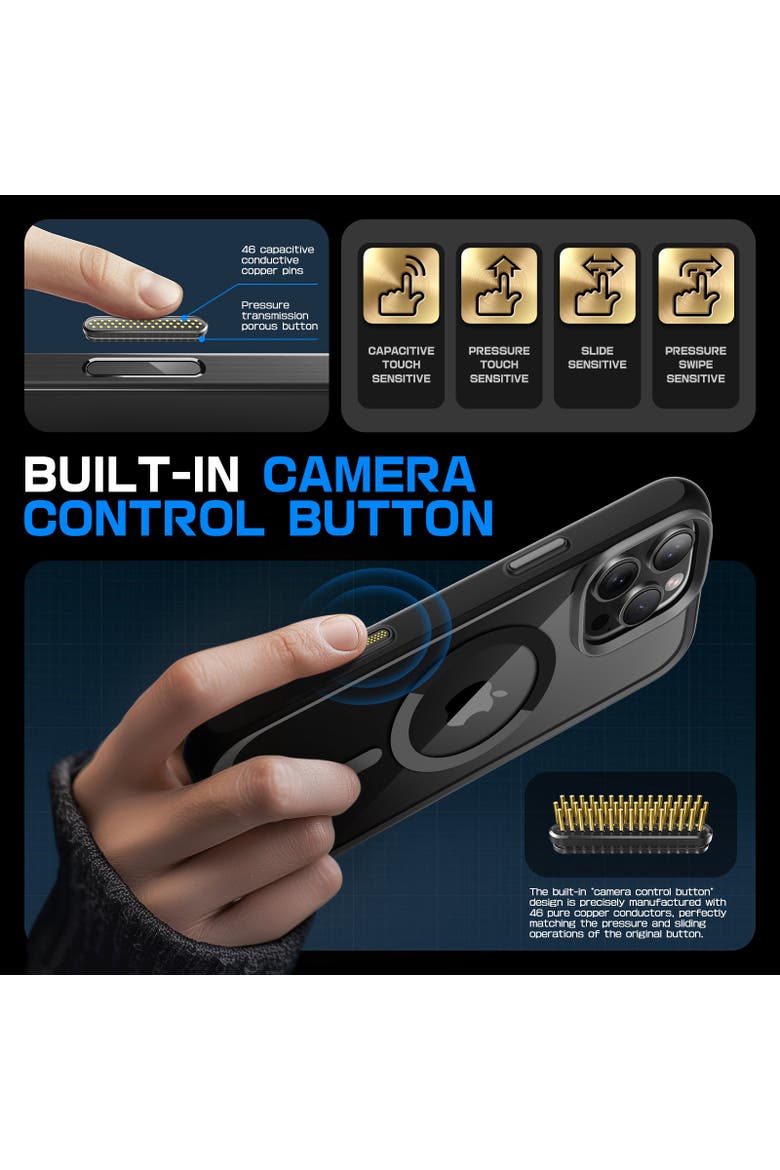 iPhone 16 Pro Max 6.9 inch Unicorn Beetle MAG Slim Clear MagSafe Camera Control Button Case, Alternate, color, Black