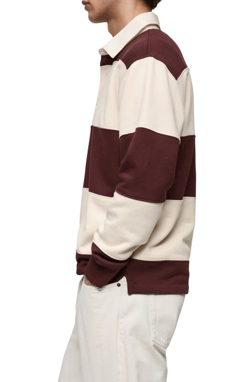 Mango Stripe Cotton Polo Sweatshirt In Burgundy