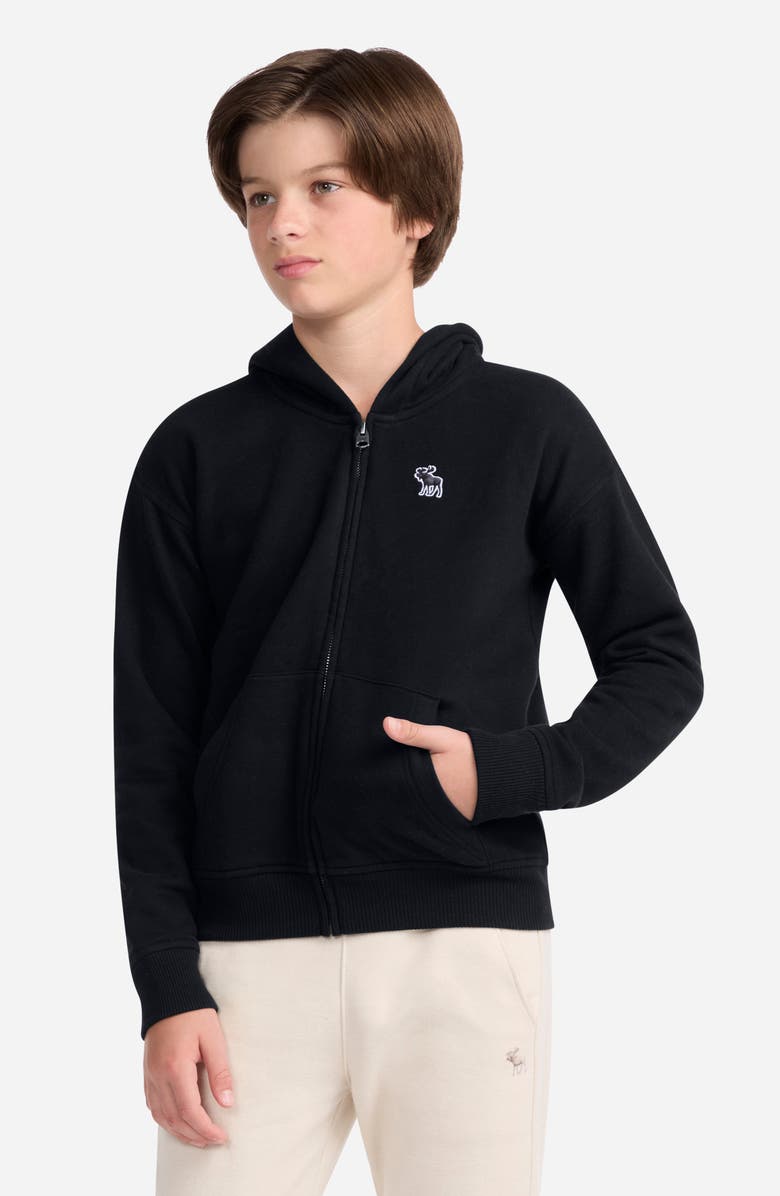 abercrombie kids Kids' Essentials Fleece Zip-Up Hoodie, Alternate, color, Anthracite