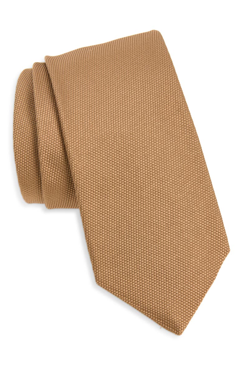 Solid Silk Tie, Main, color, MEDIUM BEIGE