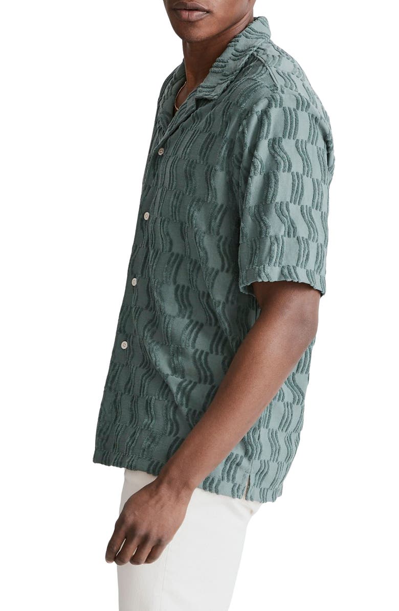 Madewell Easy Jacquard Terry Short Sleeve Button-Up Shirt, Alternate, color, 