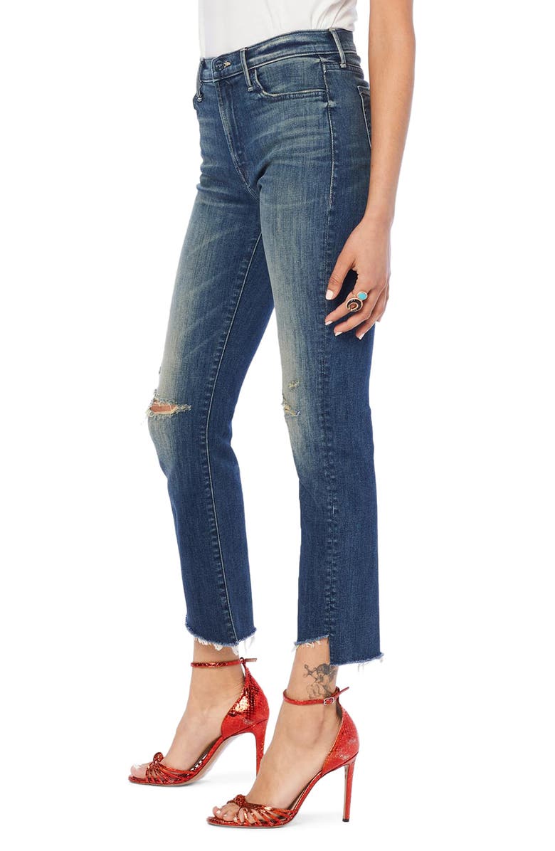 MOTHER The Rascal Ripped High Waist Step Hem Ankle Skinny Jeans, Alternate, color,