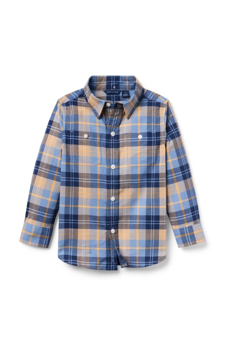 Janie and Jack Plaid Flannel Shirt, Main, color, Blue