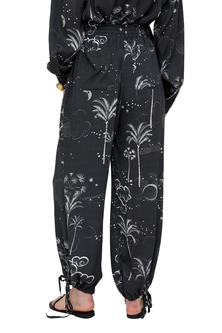 Palm High Waist Palm Print Trouser, Alternate, color, Black