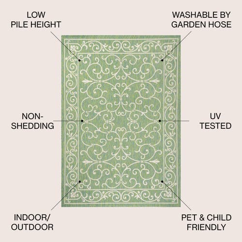 Jonathan Y Charleston Vintage Filigree Textured Weave Indoor/outdoor Area Rug In Green/ivory