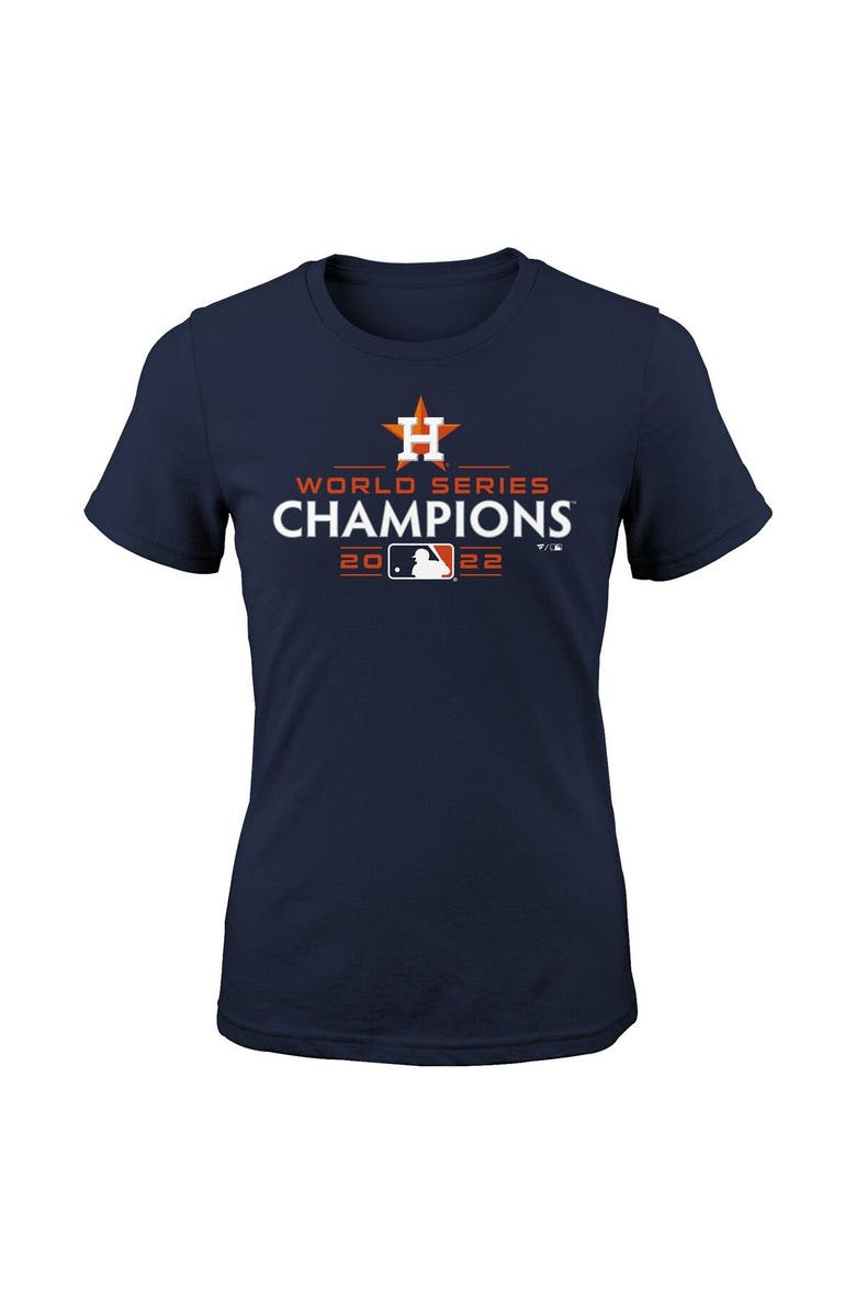 FANATICS Girls Youth Fanatics Branded Navy Houston Astros 2022 World Series Champions Logo T-Shirt, Alternate, color, 