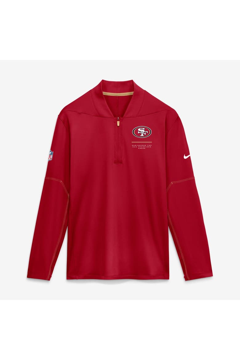 Men's Nike Scarlet San Francisco 49ers Sideline Logo Glory Midweight Dri-FIT Half-Zip Pullover, Main, color, Scarlet