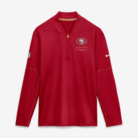 Men's Nike Scarlet San Francisco 49ers Sideline Logo Glory Midweight Dri-FIT Half-Zip Pullover