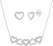 Donatello Gian Crystal Pavé Heart Necklace & Stud Earring Set