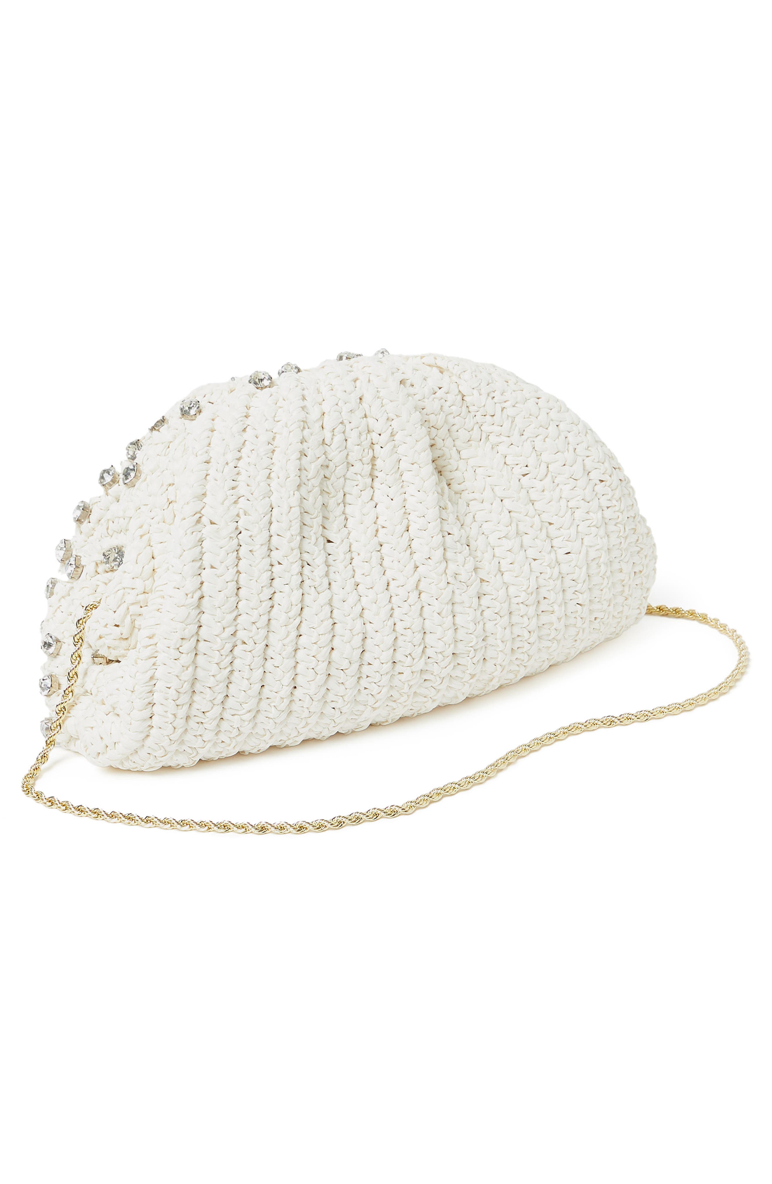 Loeffler Randall Bailey Half Moon Clutch, Alternate, color, White/ Clear