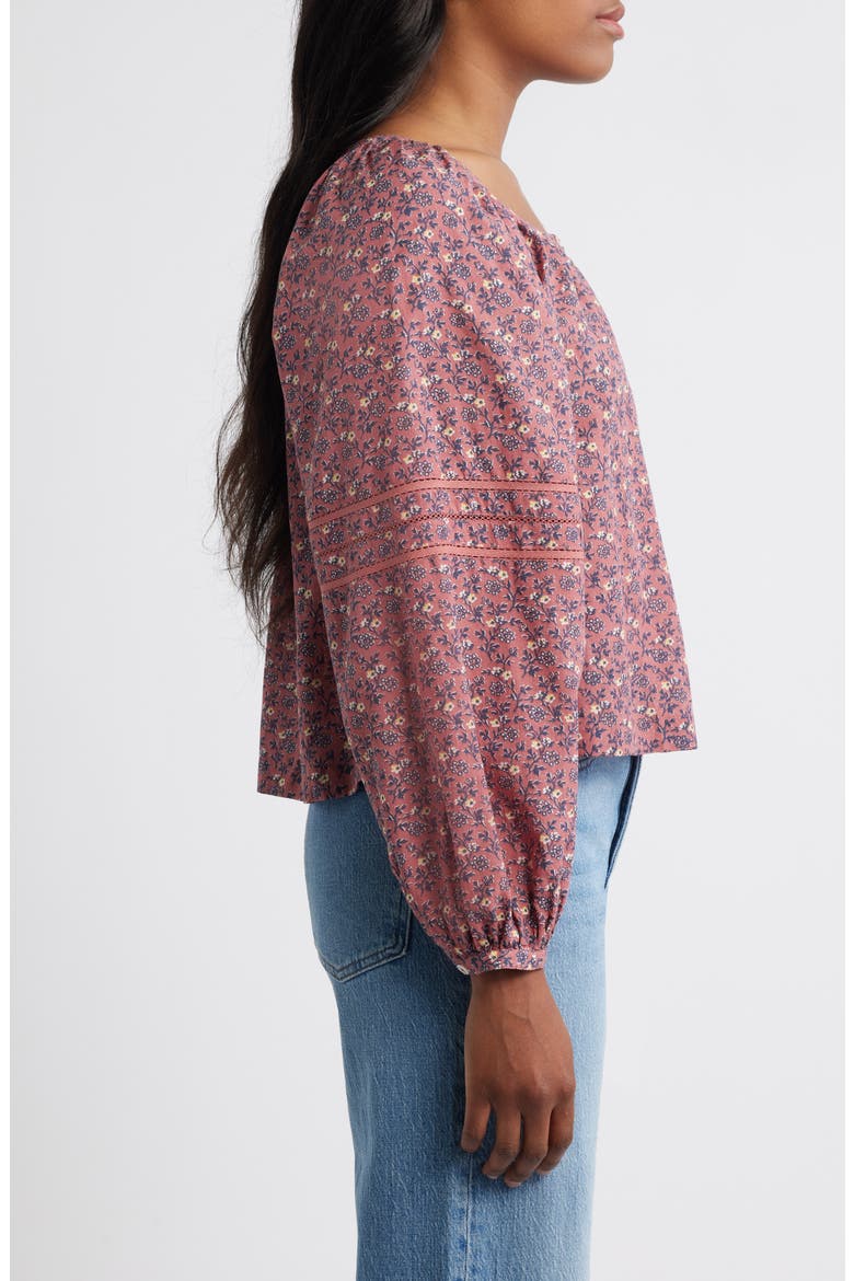Puff-Sleeve A-Line Top, Alternate, color, SMOKY ROSE