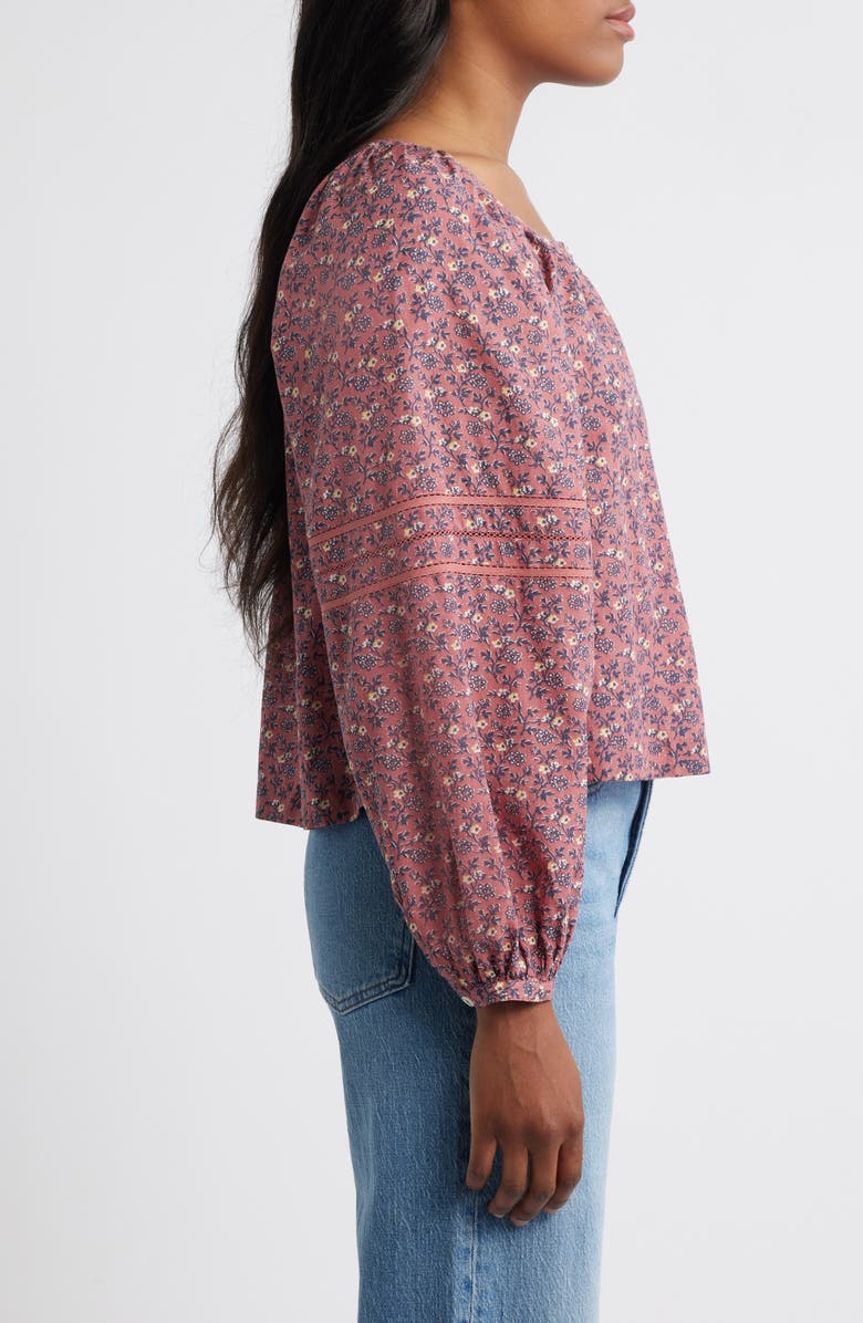 Madewell Puff-Sleeve A-Line Top, Alternate, color, Smoky Rose