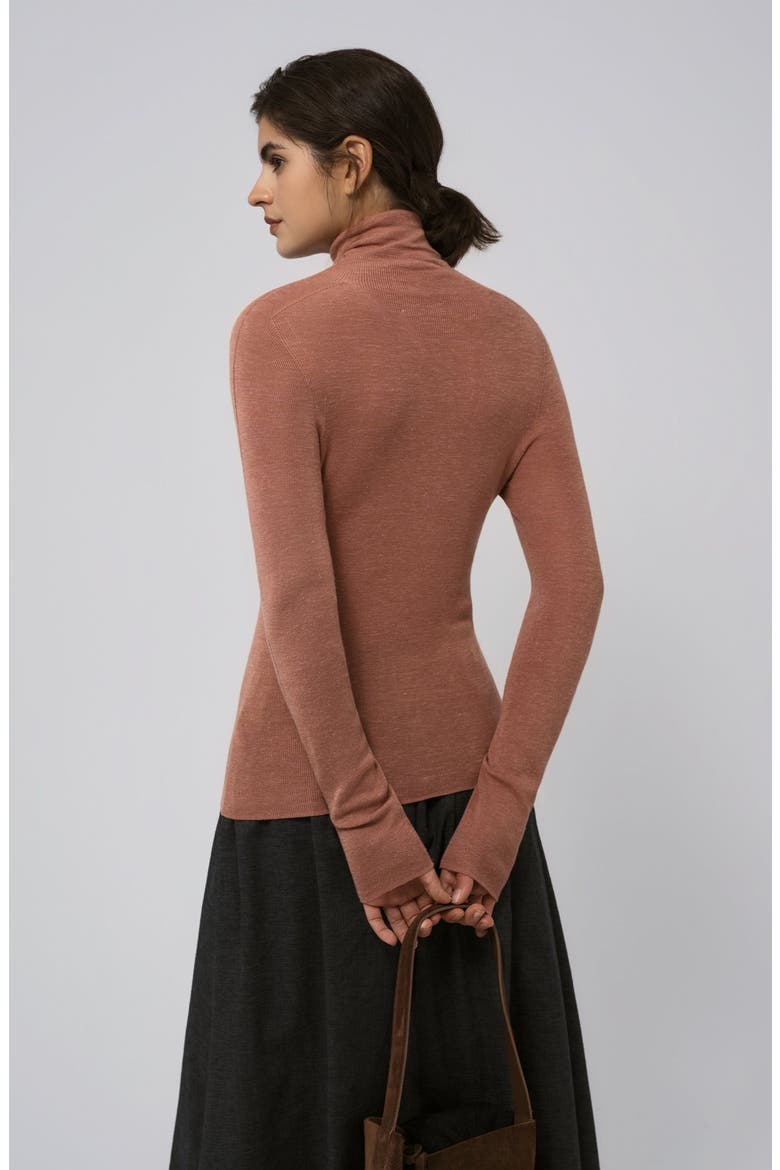 Ossa Knitted Hemp Turtleneck, Alternate, color, mocha mousse