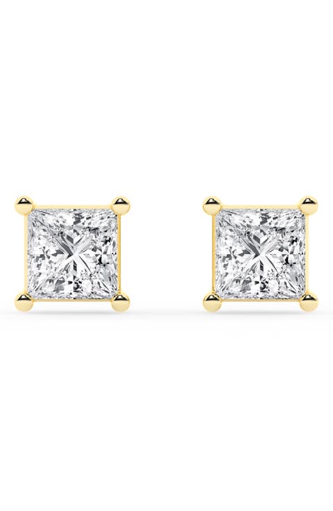 Princess Cut Diamond Solitaire Stud Earrings