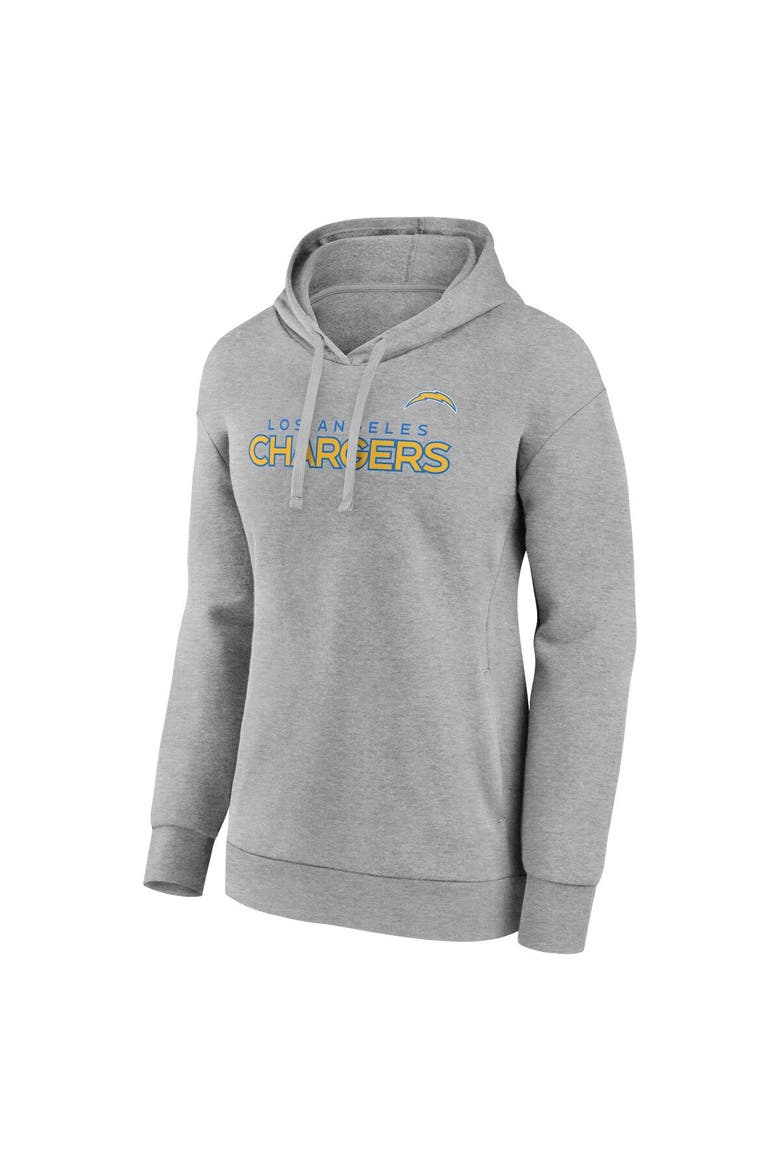Women's Fanatics Branded Heather Gray Los Angeles Chargers Iconic Cotton Fleece Checklist Pullover Hoodie, Alternate, color, Heather Gray