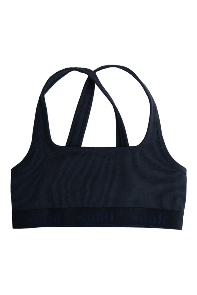Square Neck Rib Cotton Blend Bralette, Alternate, color, VOLCANIC BLACK