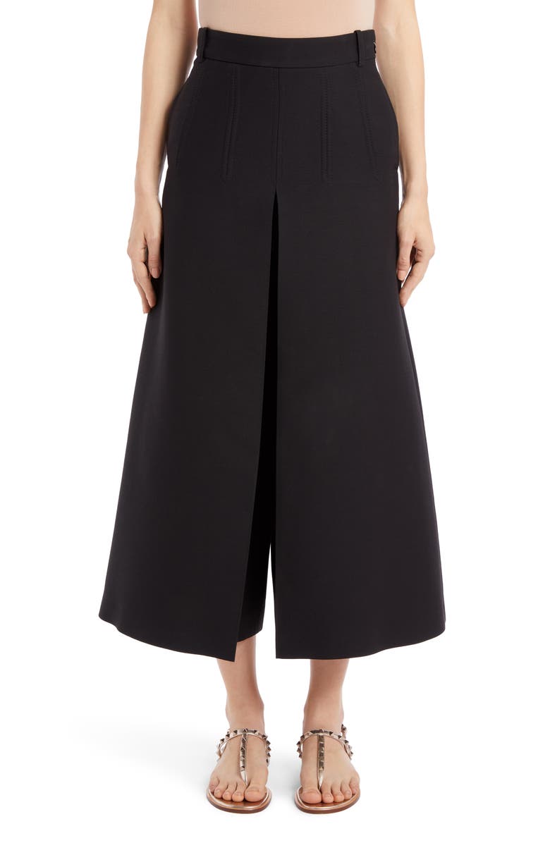 Valentino Pleated Wide Leg Wool & Silk Crepe Couture Pants, Main, color, 